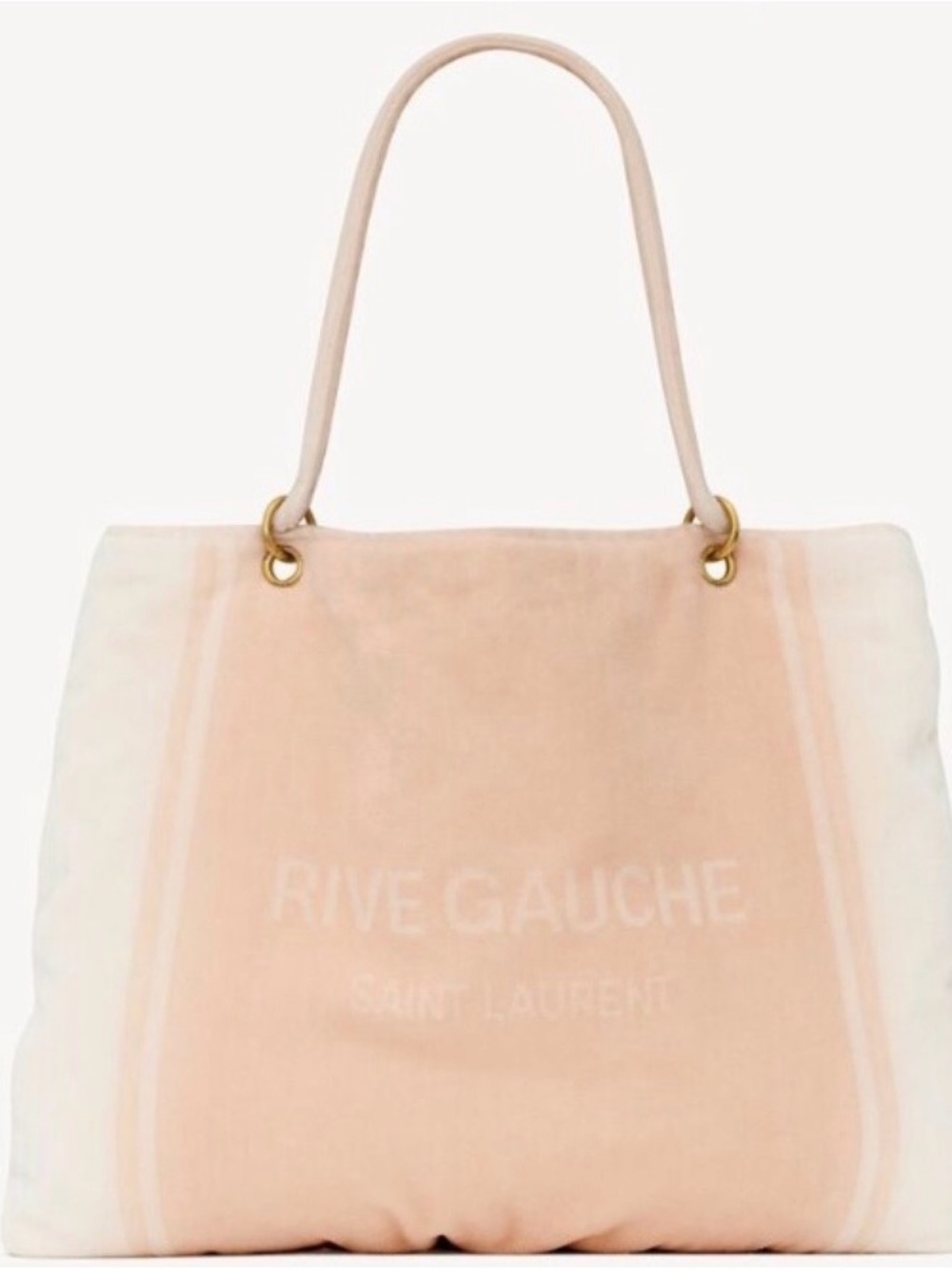 Saint Laurent Two-Tone Blush Canvas Tote with Gold Hardware